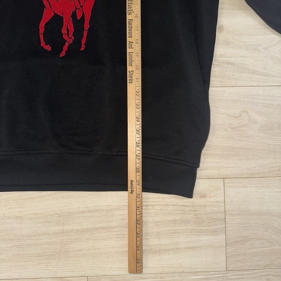 Polo Ralph Lauren Big Pony Felt Logo Pullover Hoodie Mens 2XL Sweatshirt Black - Picture 7 of 10